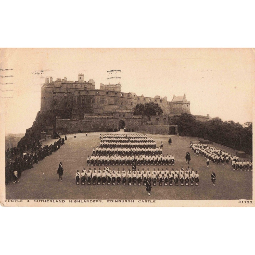 Argyle & Sutherland Highlanders Edinburgh Castle Scotland Military Postcard 1921 - Picture 1 of 2